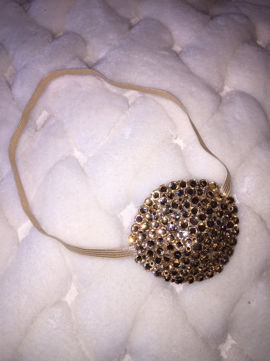 Nude/Skintone Gold Diamond Crystal Bedazzled Eye Patch