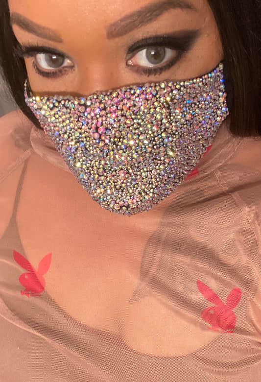 EXTRA Sparkly Bling Face Mask In Crystal & Crystal AB