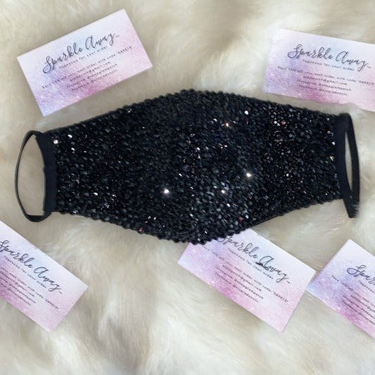 EXTRA Sparkly Bling Face Mask In Jet Black