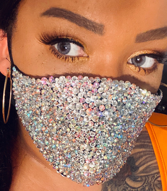 EXTRA Sparkly Bling Face Mask In Crystal & Crystal AB