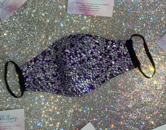 EXTRA Sparkly Bling Face Mask In Lilac Cadbury & Crystal