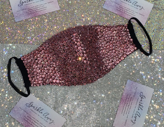 EXTRA Sparkly Bling Face Mask In Rose Pink Crystal