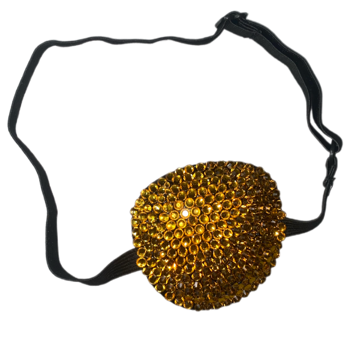 Black Padded Medical Patch In Topaz Gold Luxe Crystal Eye Patch