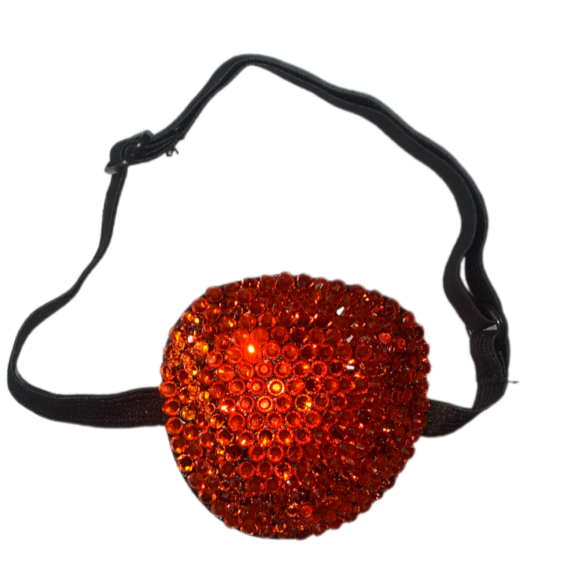 Black Padded Medical Patch In Orange Luxe Crystal Eye Patch