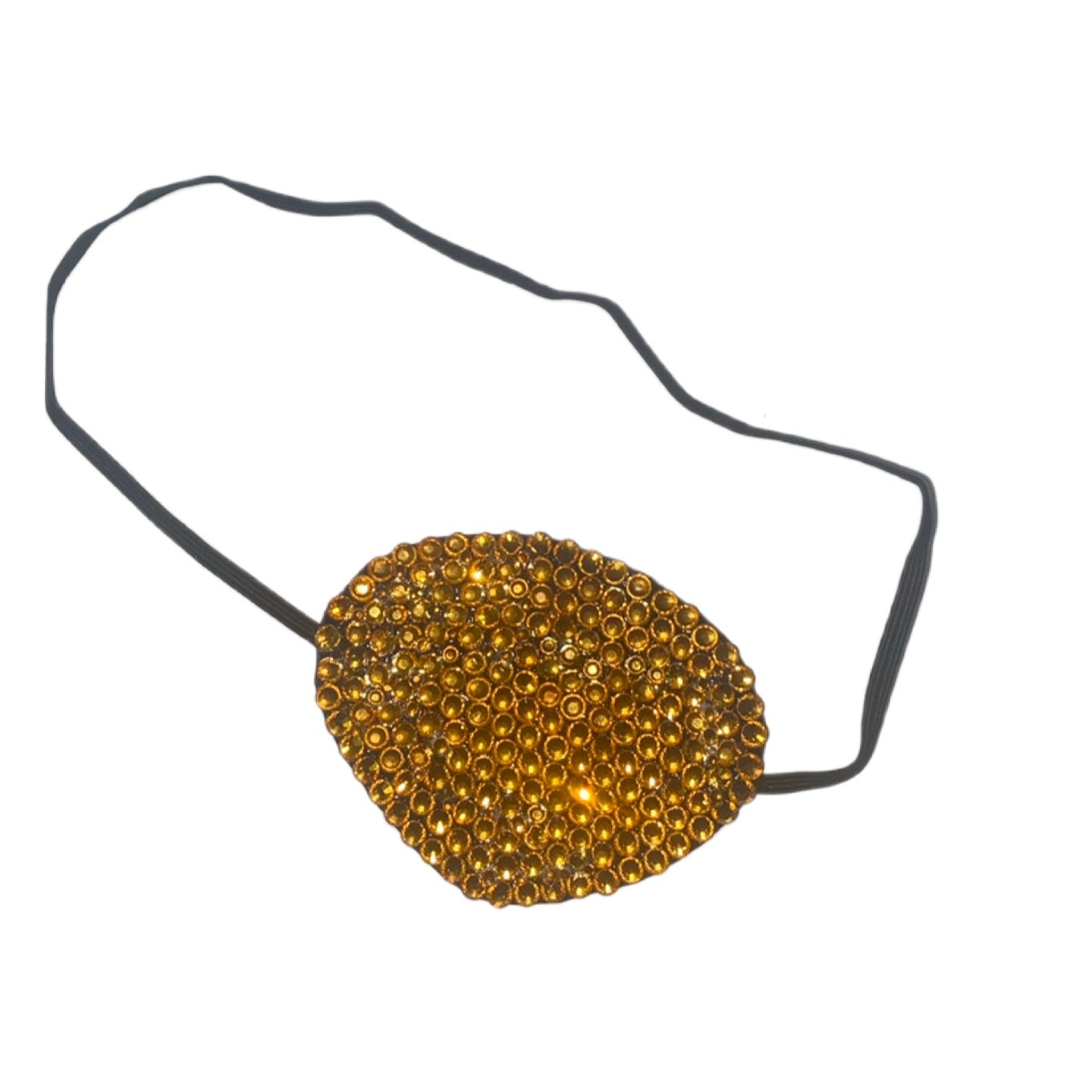 Black Eye Patch Bedazzled In Topaz Gold Luxe Crystal