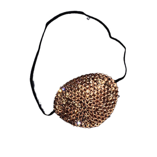 Black Eye Patch Bedazzled In Champagne Gold Crystal