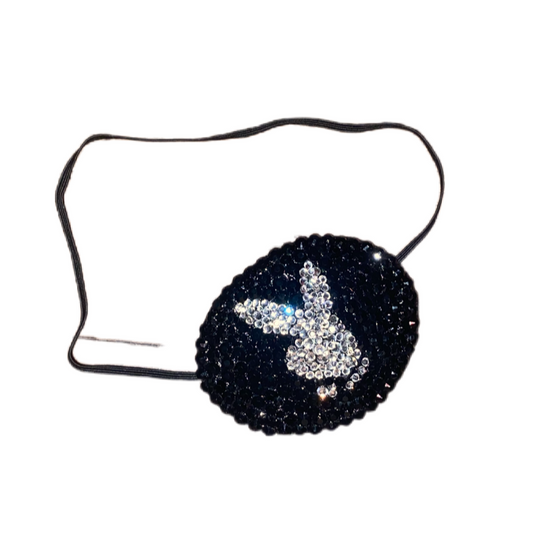 Black Eye Patch Bedazzled In Luxe Bunny Jet Black & Crystal