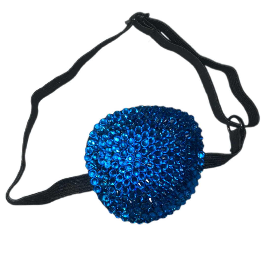 Black Padded Medical Patch In Capri Blue Luxe Crystal Eye Patch