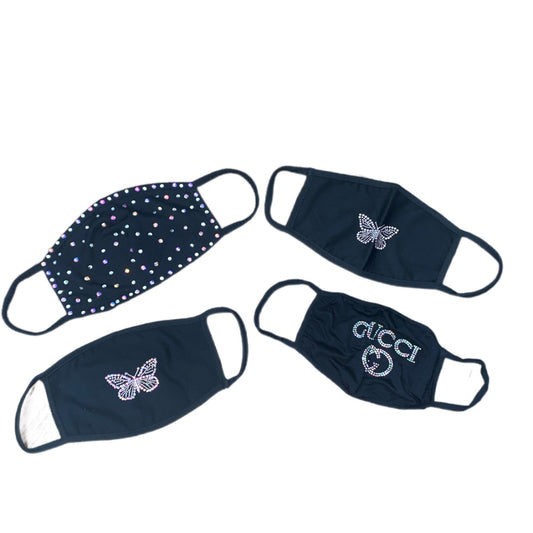 Iridescent Butterfly Glam Bundle Of 4  Luxury Crystal Face Masks In Black