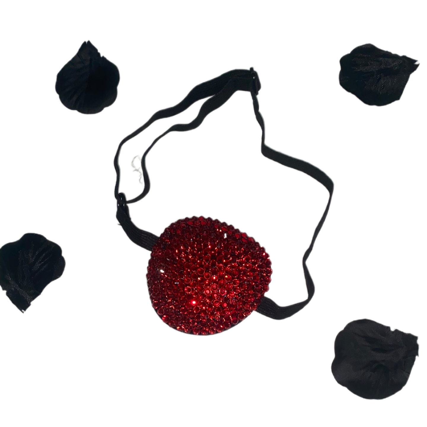 Black Padded Medical Patch In Luxe Siam Red Bedazzled Eye Patch