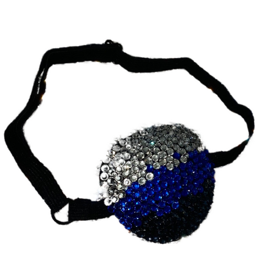Black Padded Medical Patch In Blue Navy & Luxe Crystal Ombre Eye Patch