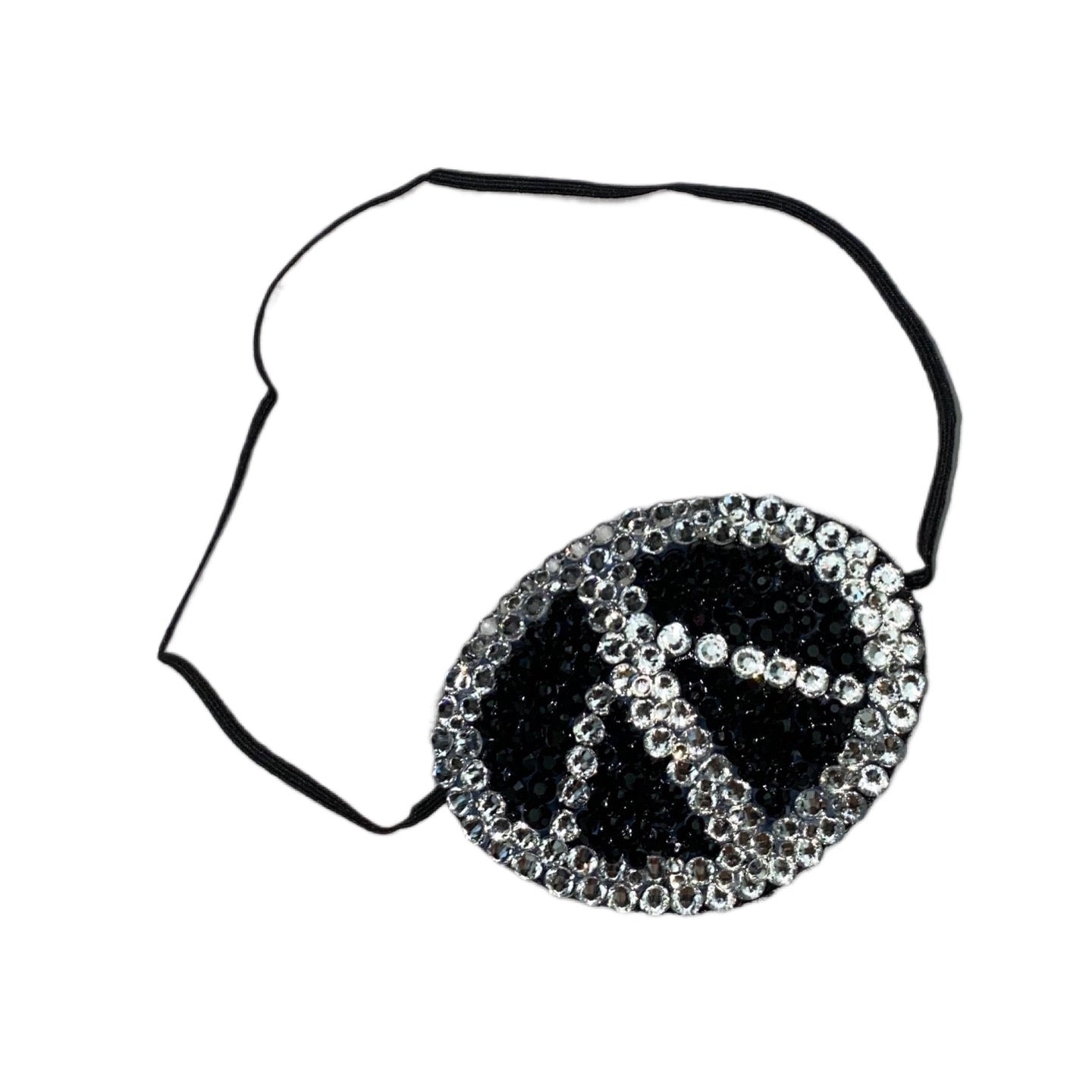 Black Eye Patch Bedazzled In Jet Black & Luxe Crystals "Peace"
