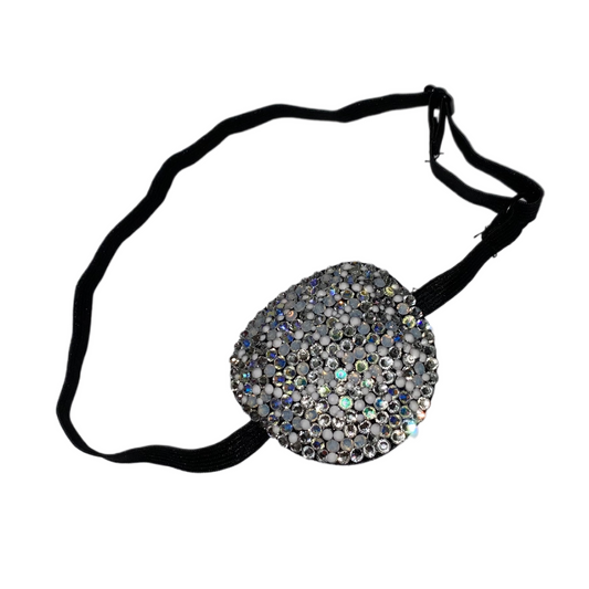 Black Padded Medical Patch In Moonstone Opal White & Luxe Crystal Mix