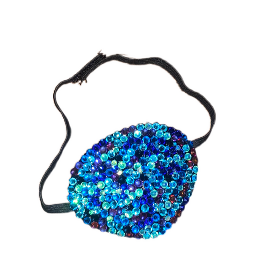 Black Eye Patch Bedazzled In Luxe Blue Mix Crystals