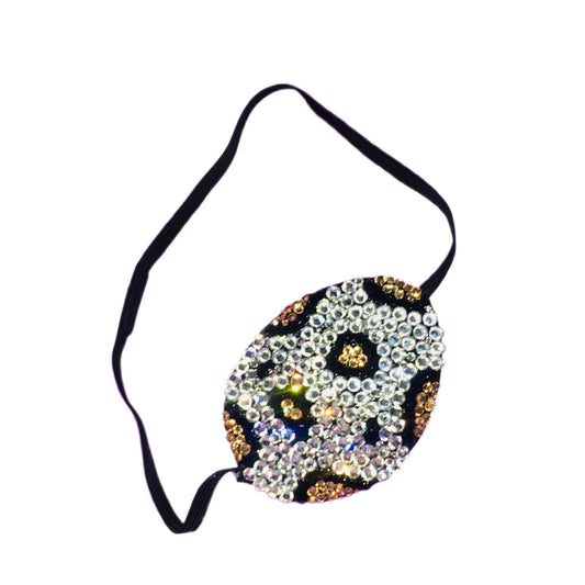 Black Eye Patch Bedazzled In Luxe Crystals Leopard Print Design