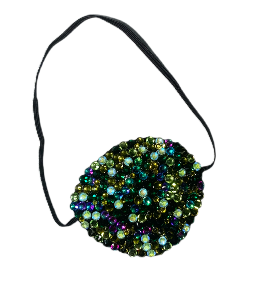 Black Eye Patch Bedazzled In Green Mix Luxe Crystals