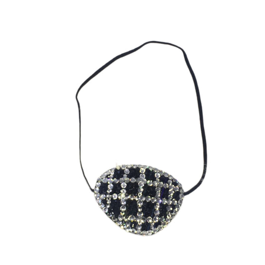Black Eye Patch Bedazzled In Jet Black & Crystals "Criss Cross"
