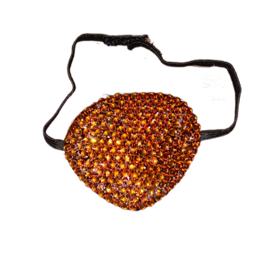 Black Eye Patch Bedazzled In Amber Copper Luxe Crystal