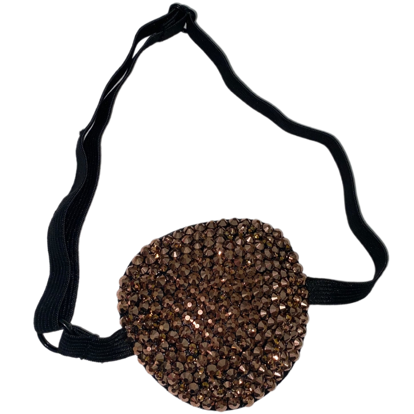Black Padded Medical Patch In Rose Gold Luxe Crystal Eye Patch