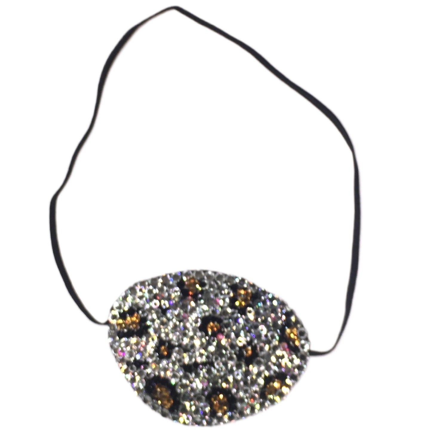 Black Eye Patch Bedazzled In Crystal Leopard Print Design