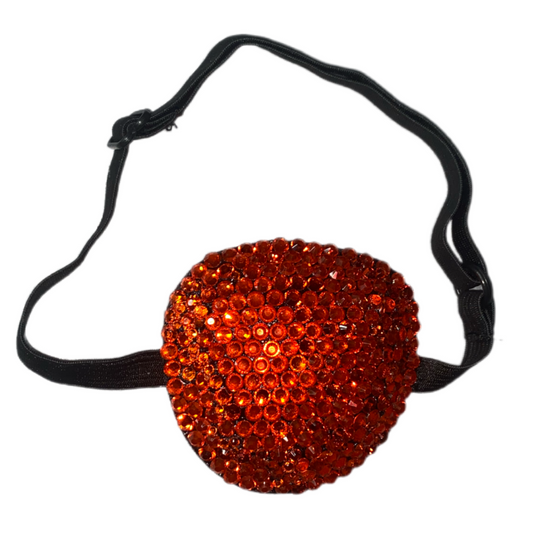 Black Padded Medical Patch In Orange Luxe Crystal Eye Patch