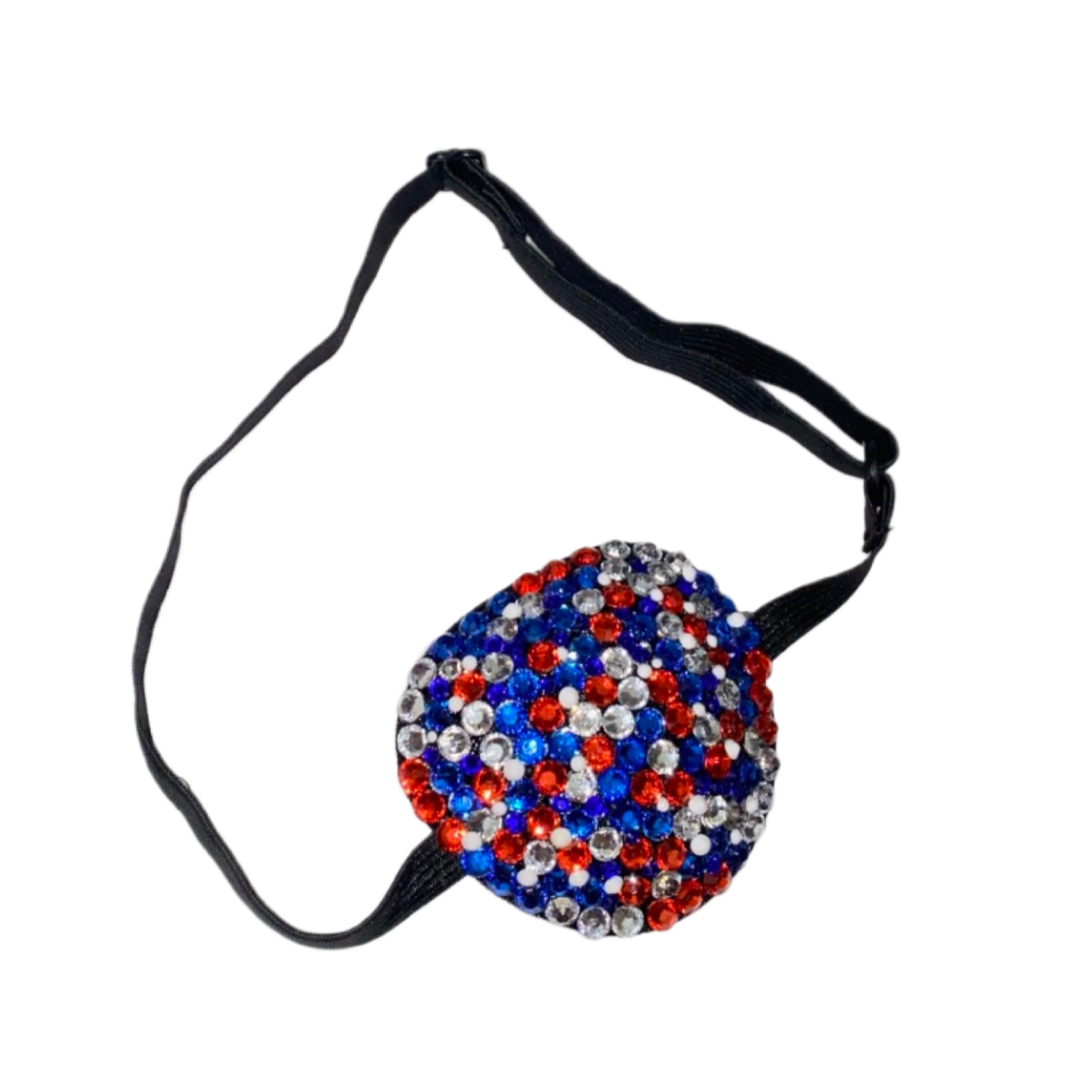 Black Padded Medical Patch In Red White & Blue Crystal Mix