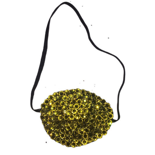 Black Eye Patch Bedazzled In Citrine Yellow Crystal