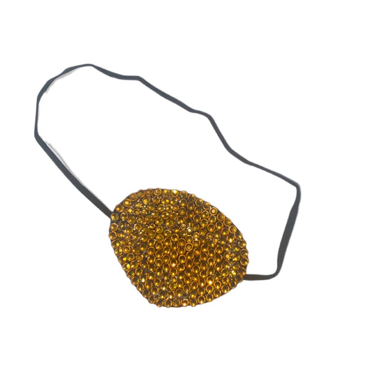 Black Eye Patch Bedazzled In Topaz Gold Luxe Crystal