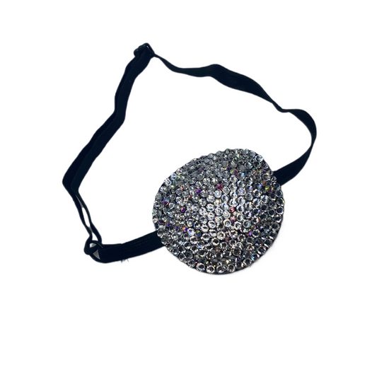 Black Padded Medical Patch In Luxe Crystal & AB Bedazzled Eye Patch