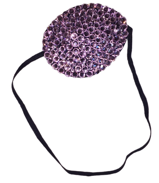 Black Eye Patch Bedazzled In Light Rose Pink Crystal