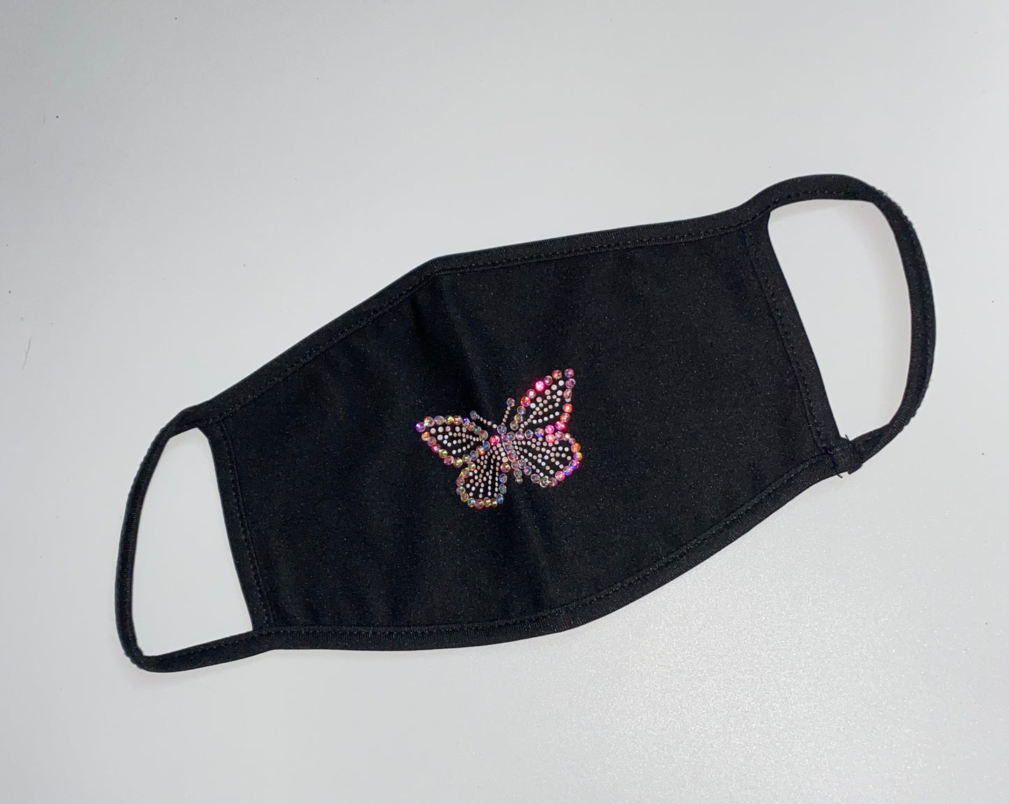 Iridescent Butterfly Glam Swarovski Crystal Face Mask In Black