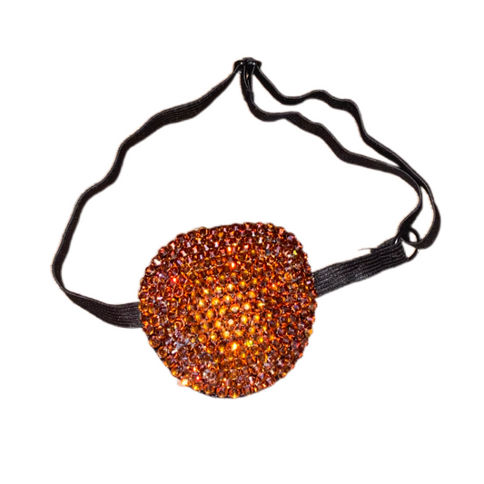 Black Padded Medical Patch In Amber Copper Luxe Crystal Eye Patch