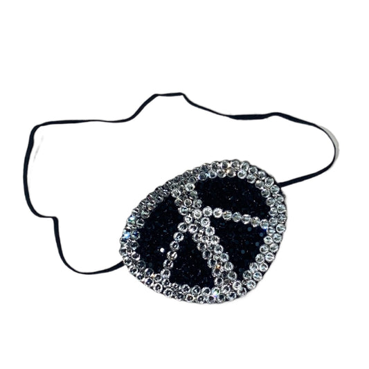 Black Eye Patch Bedazzled In Jet Black & Luxe Crystals "Peace"