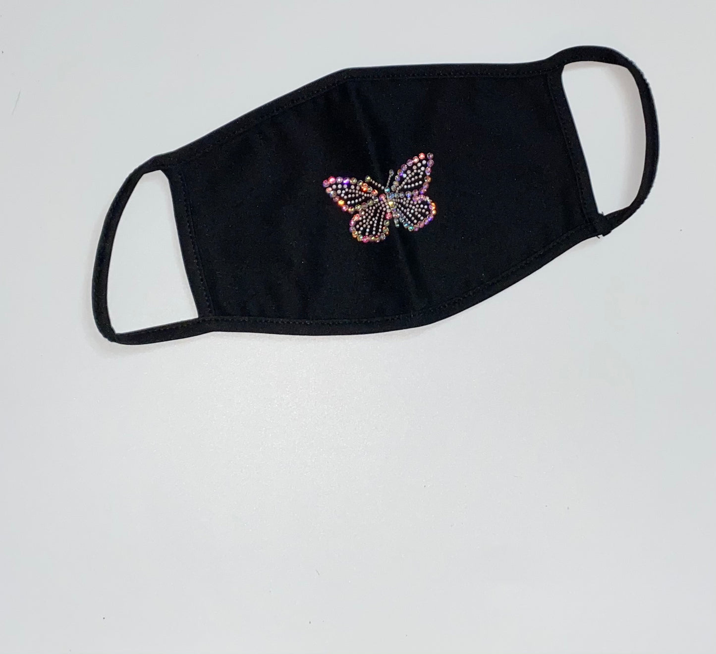 Iridescent Butterfly Glam Swarovski Crystal Face Mask In Black