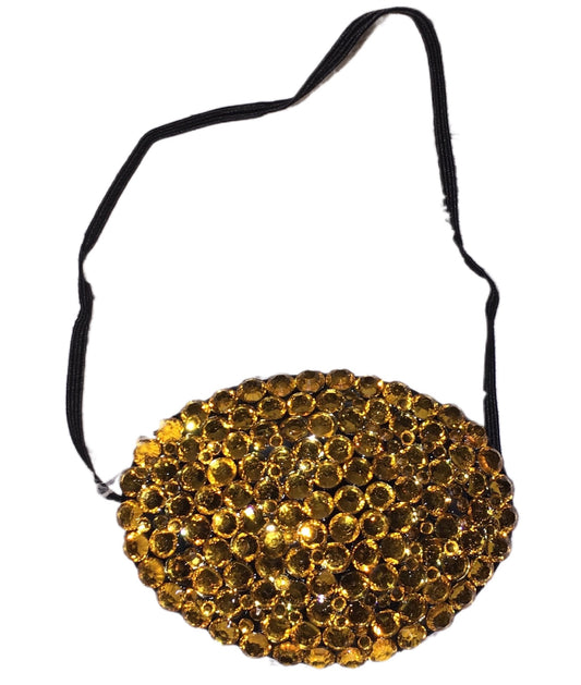 Black Eye Patch Bedazzled In Topaz Gold Crystal