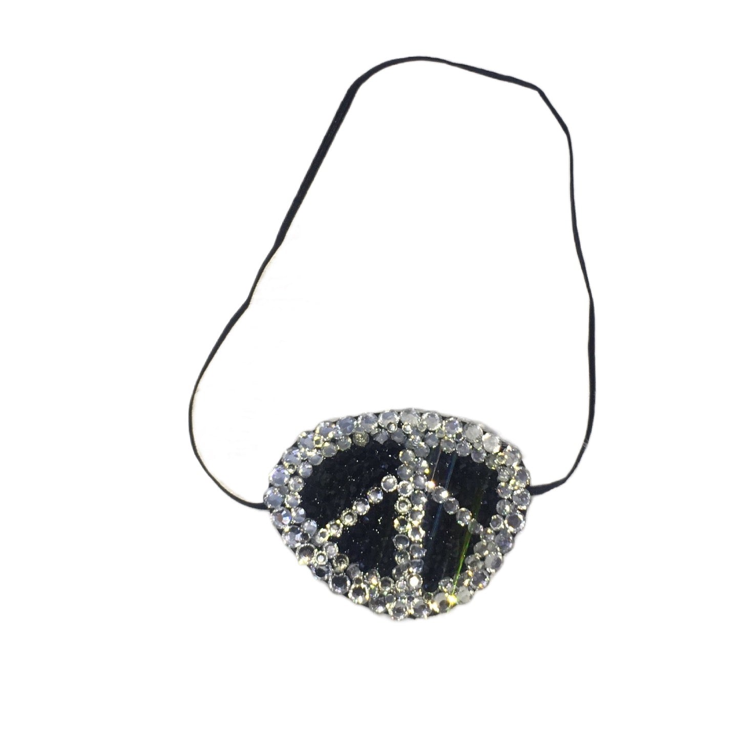 Black Eye Patch Bedazzled In Jet Black & Crystals "Peace"