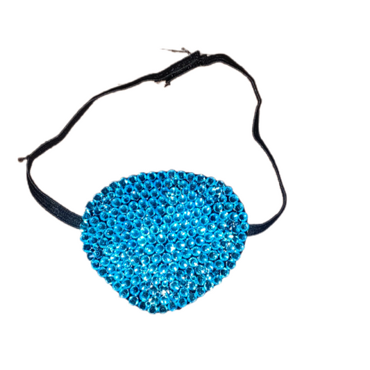 Black Eye Patch Bedazzled In Luxe Aquamarine Crystals