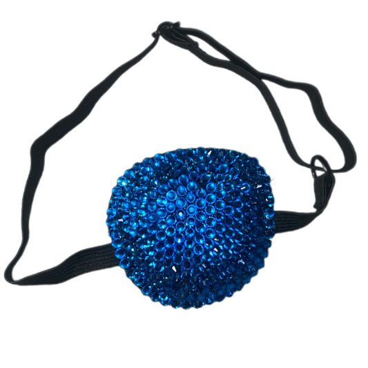 Black Padded Medical Patch In Capri Blue Luxe Crystal Eye Patch