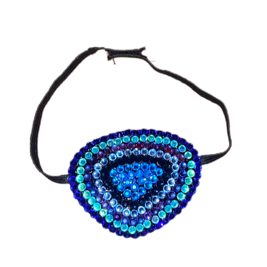 Black Eye Patch Bedazzled In Luxe Blue Circles Crystal