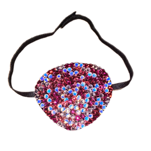 Black Eye Patch Bedazzled In Lux Pink Mix Crystal