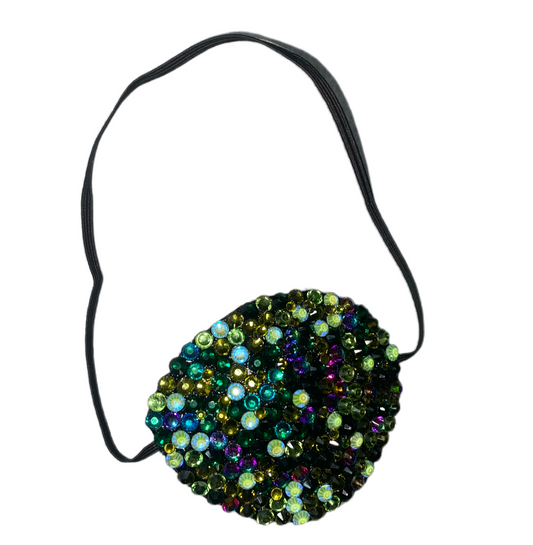 Black Eye Patch Bedazzled In Green Mix Luxe Crystals