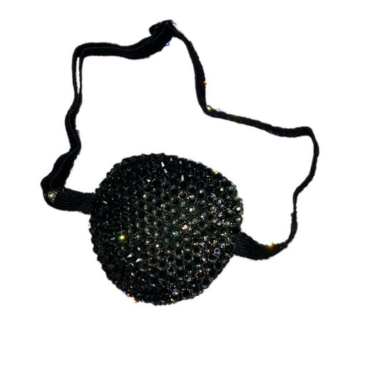 Black Padded Medical Patch In Black Diamonds Luxe Crystal Eye Patch