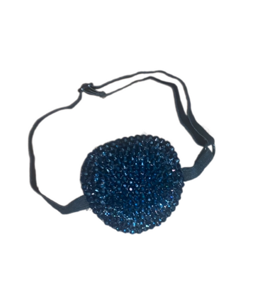 Black Padded Medical Patch In Navy Blue Luxe Crystal Eye Patch