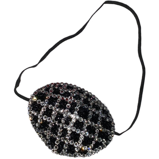 Black Eye Patch Bedazzled In Jet Black & Luxury Crystals "Criss Cross"