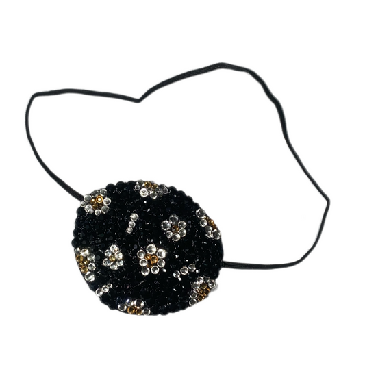 Black Eye Patch Bedazzled In Luxe Jet Black Topaz & Crystal