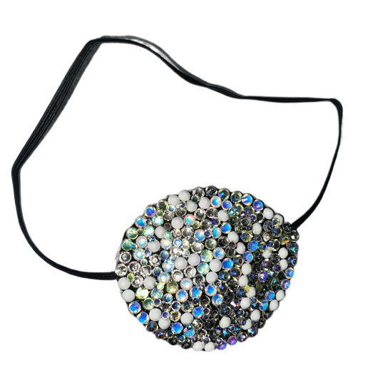 Black Eye Patch Bedazzled In Luxe Vitrail White & Crystal