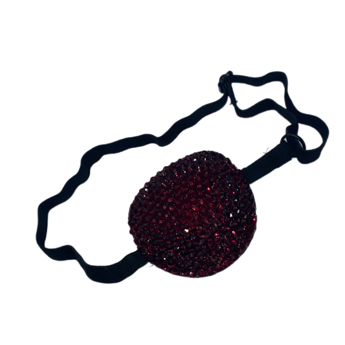 Black Padded Medical Patch In Garnet Red Luxe Crystal Eye Patch