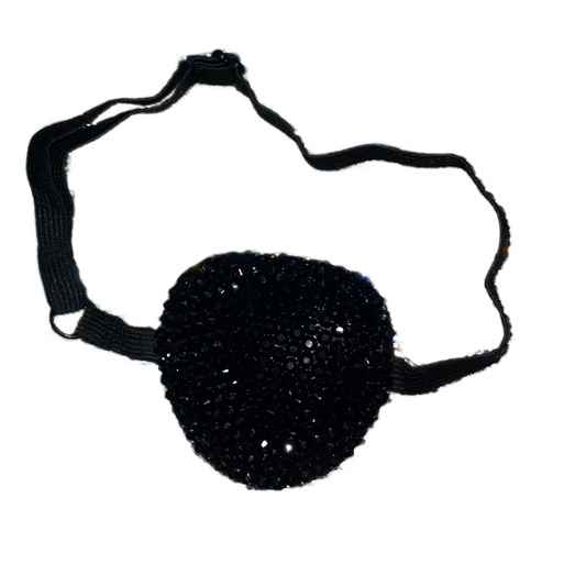 Black Padded Medical Patch In Jet Black Luxe Crystal Eye Patch