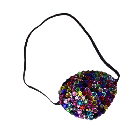 Black Eye Patch Bedazzled In MultiColour Crystals