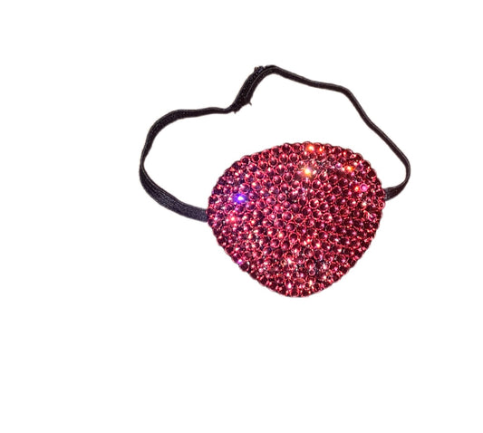 Black Eye Patch Bedazzled In Lux Rose Pink Crystal